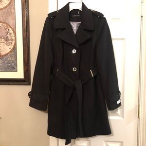 NWOT Calvin Klein black, lined coat